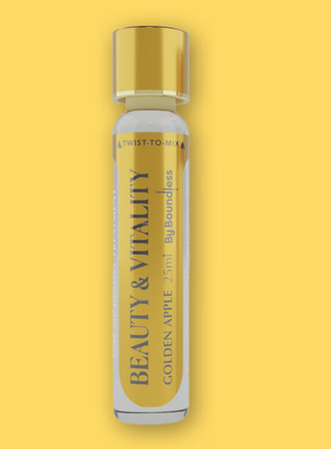 Boundless Longevity Shot, golden apple, 25 mL twist-to-mix vial